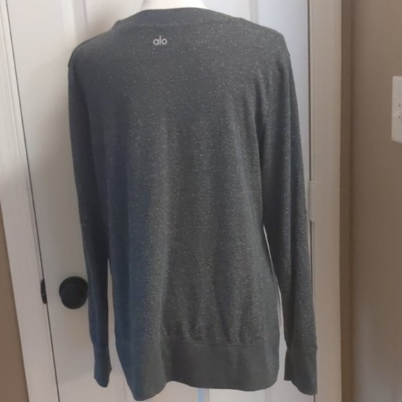 ALO YOGA Glimpse Sweatshirt Top Charcoal Heather Size Small - Picture 5 of 5